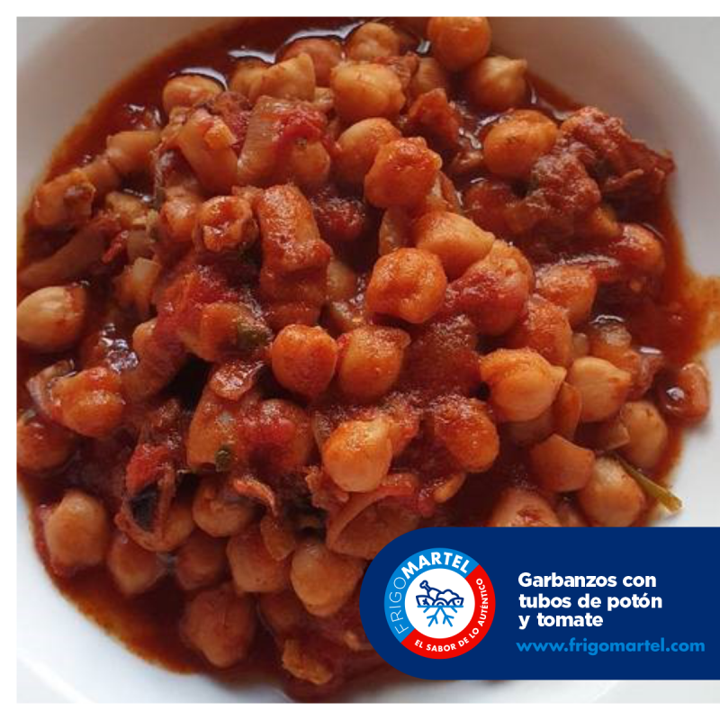 Garbanzos con tubos de potón y tomate » Frigo Martel